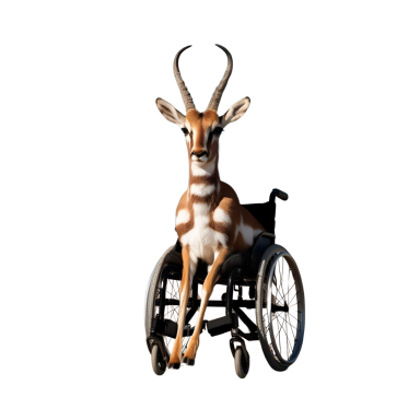 Antilope in handbewogen rolstoel